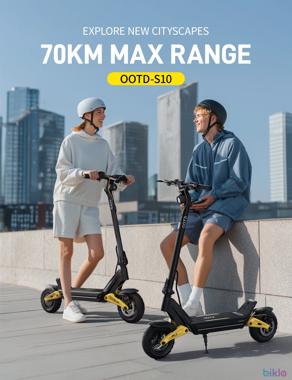 8. OOTD S10 Electric Scooter 1400W Motor, 48V 20AH Battery, IPX4 Waterproof and Foldable Design