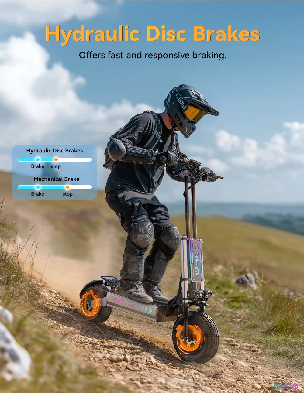 8. OOTD T90 Folding Electric Scooter, Dual 2100W Motor, 60V 31.2AH, 100KM Range, 13" Off-Road Tire