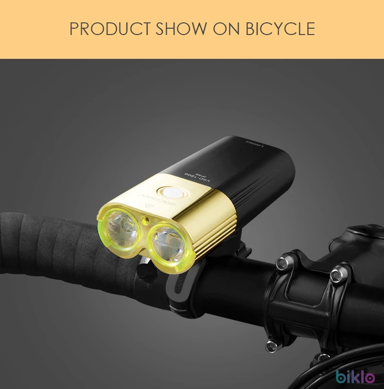 12. Gaciron V9D-1800 Gold Professional Bicycle Headlight