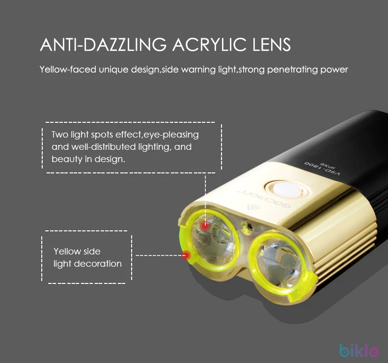 9. Gaciron V9D-1800 Gold Professional Bicycle Headlight