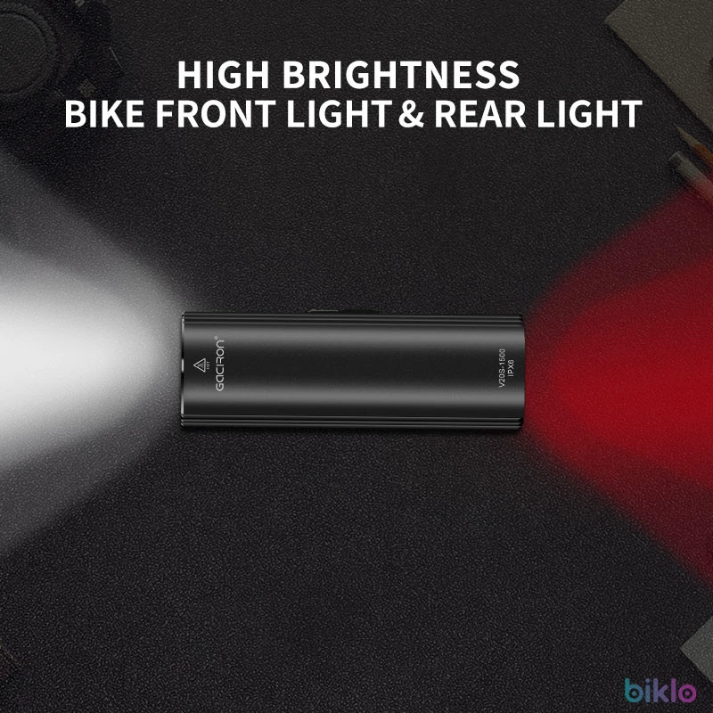 8. GACIRON V20S-1500 2-in-1 Bicycle Headlight & Taillight