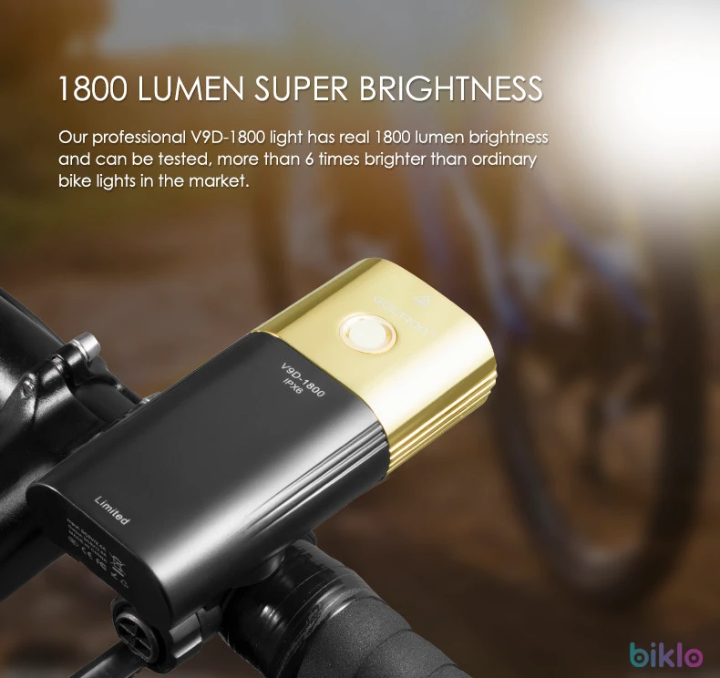 2. Gaciron V9D-1800 Gold Professional Bicycle Headlight