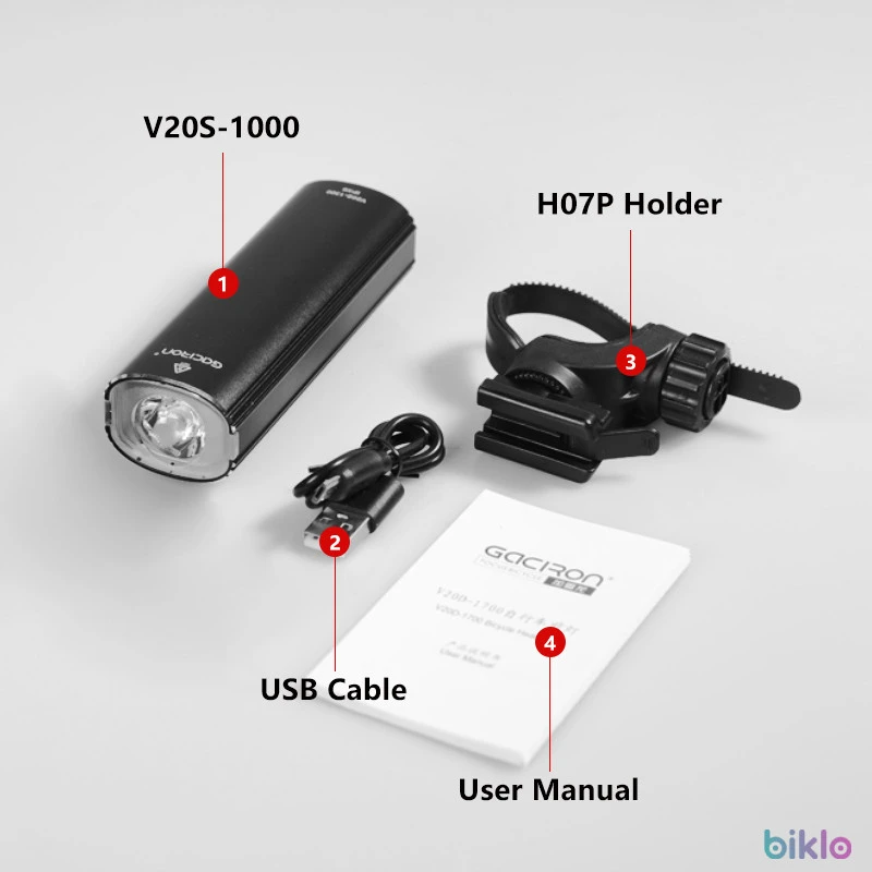 9. GACIRON V20S-1500 2-in-1 Bicycle Headlight & Taillight