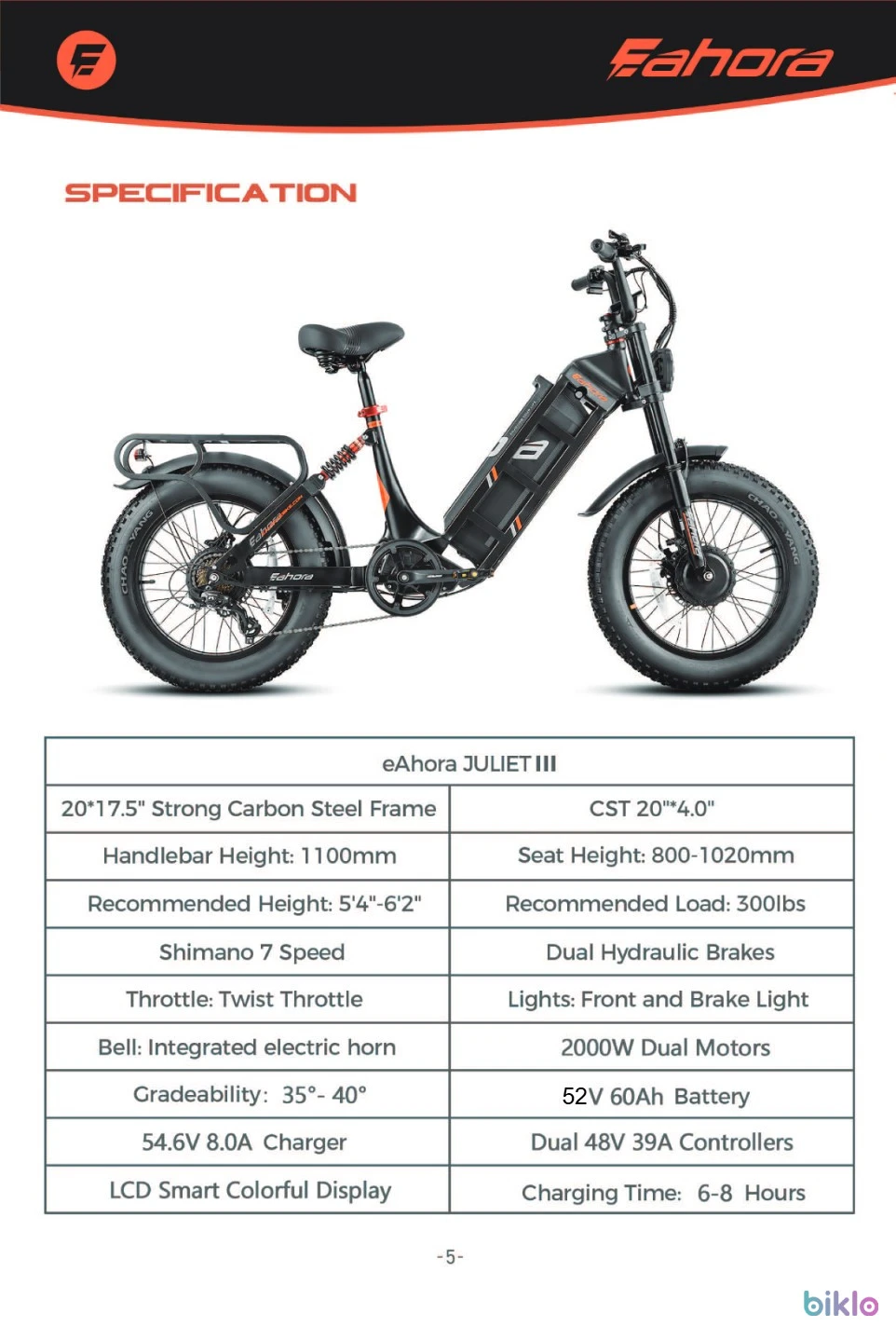 14. Eahora Juliet III Fatbike dual motor max. 3000 Watt