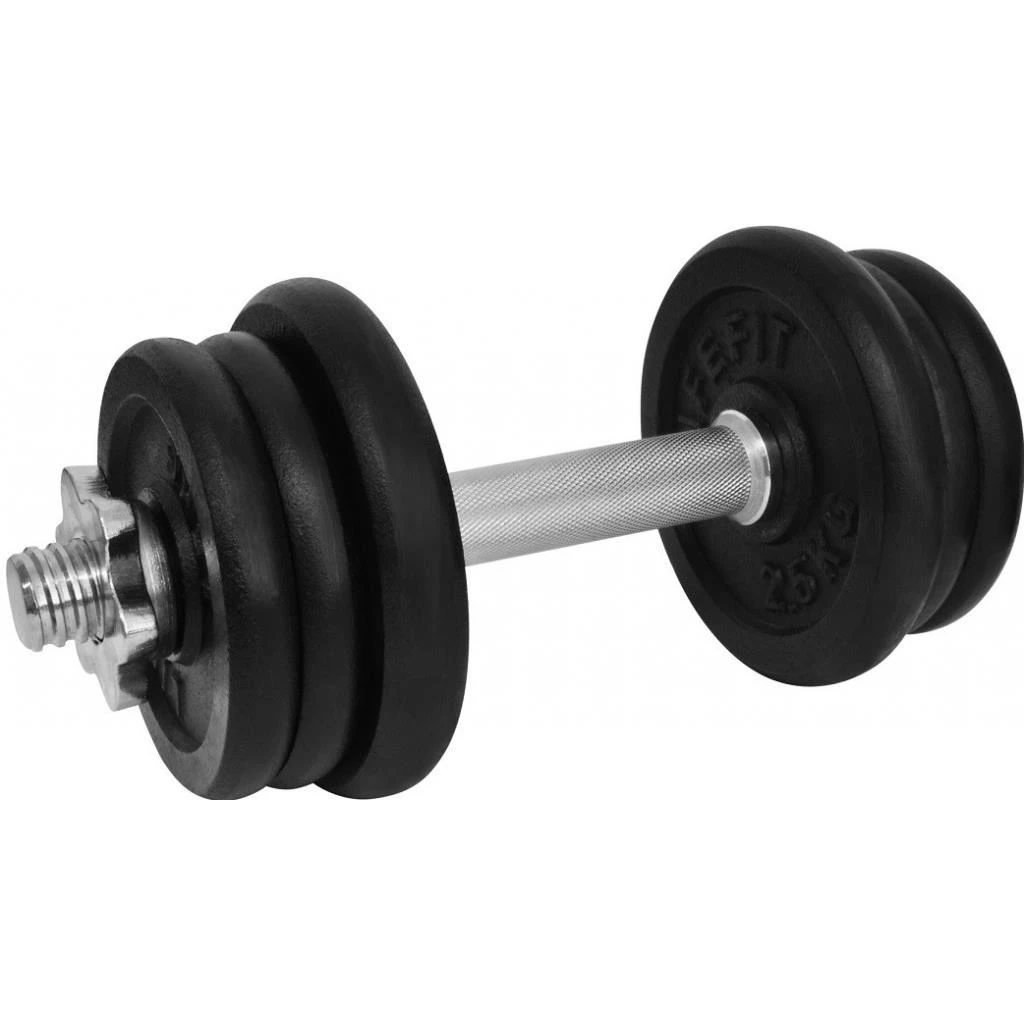 1. Gantera - 13 Kg, Set 6 Discuri, Negru-Argintiu