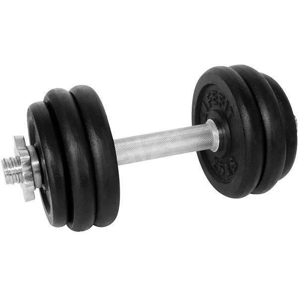 1. Gantera - 15 Kg, Set 6 Discuri, Negru-Argintiu