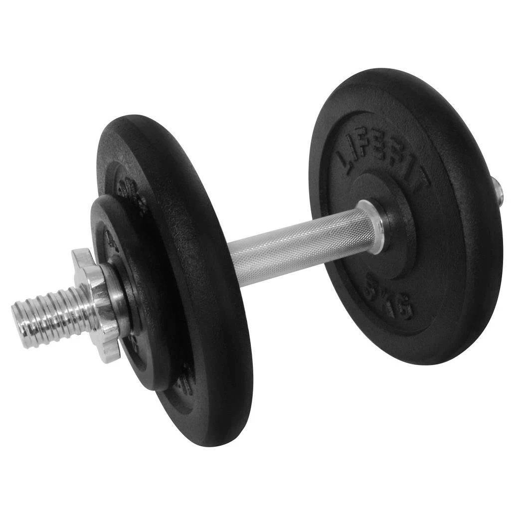 1. Gantera - 14 Kg, Set 4 Discuri, Negru-Argintiu