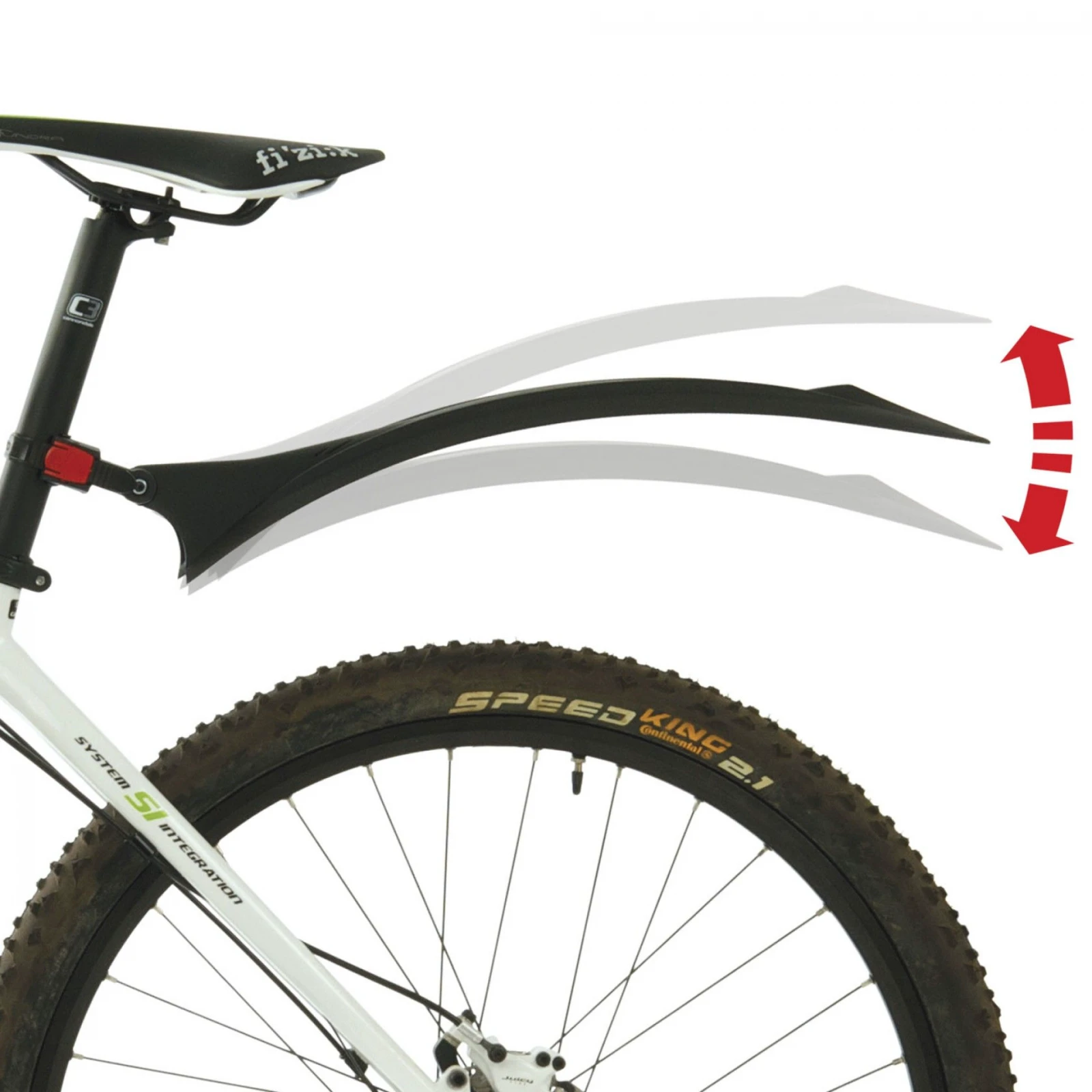 3. Aparatoare Noroi Spate Polisport Cross Country Evo - 26-29 Inch, Negru-Rosu