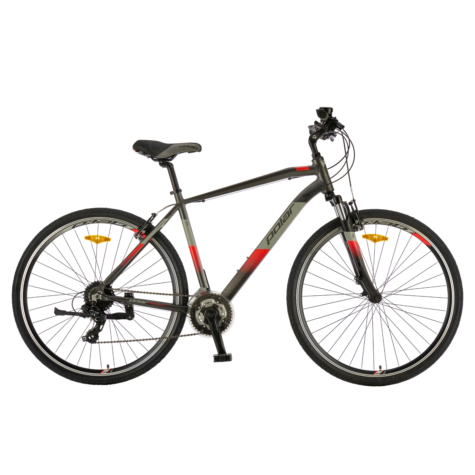 1. Bicicleta Trekking Polar Forester Comp - 28 inch, S-M, Gri-Rosu
