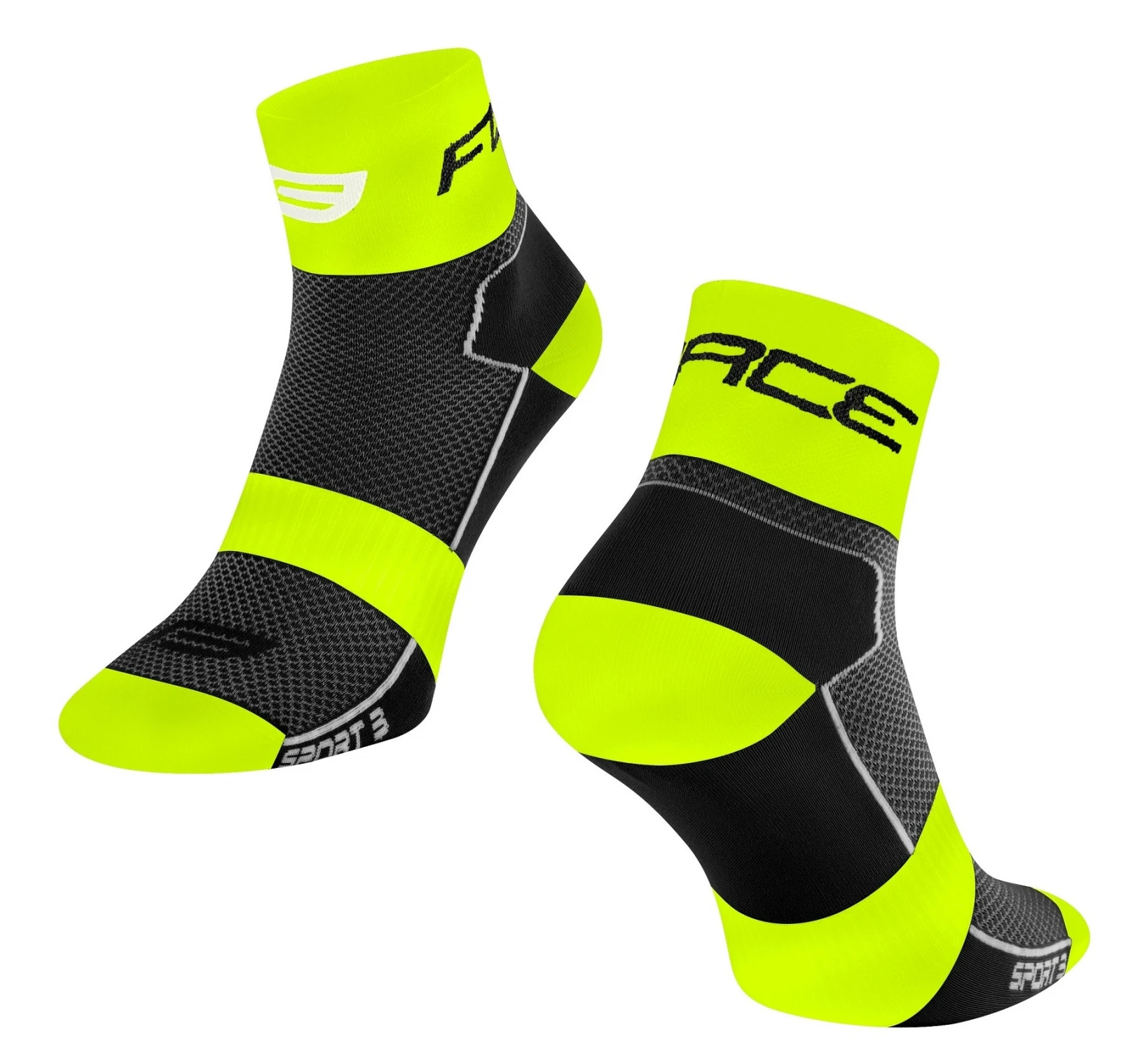 1. Sosete Force Sport 3, negru/fluo, S-M (36-41)