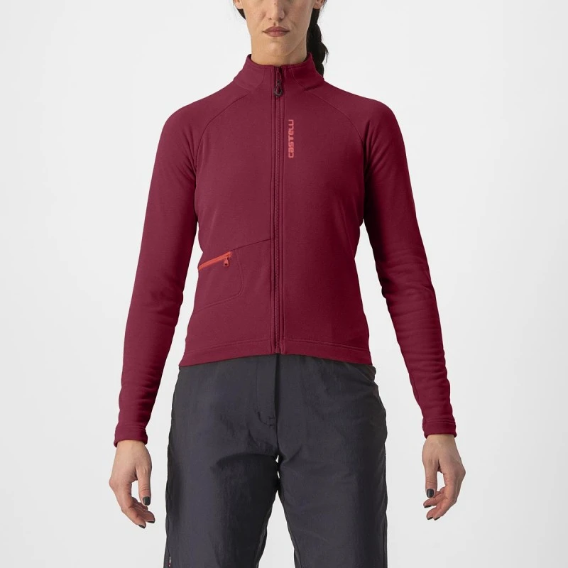 1. Tricou cu maneca lunga Castelli Unlimited Trail W, de dama, Visiniu, S