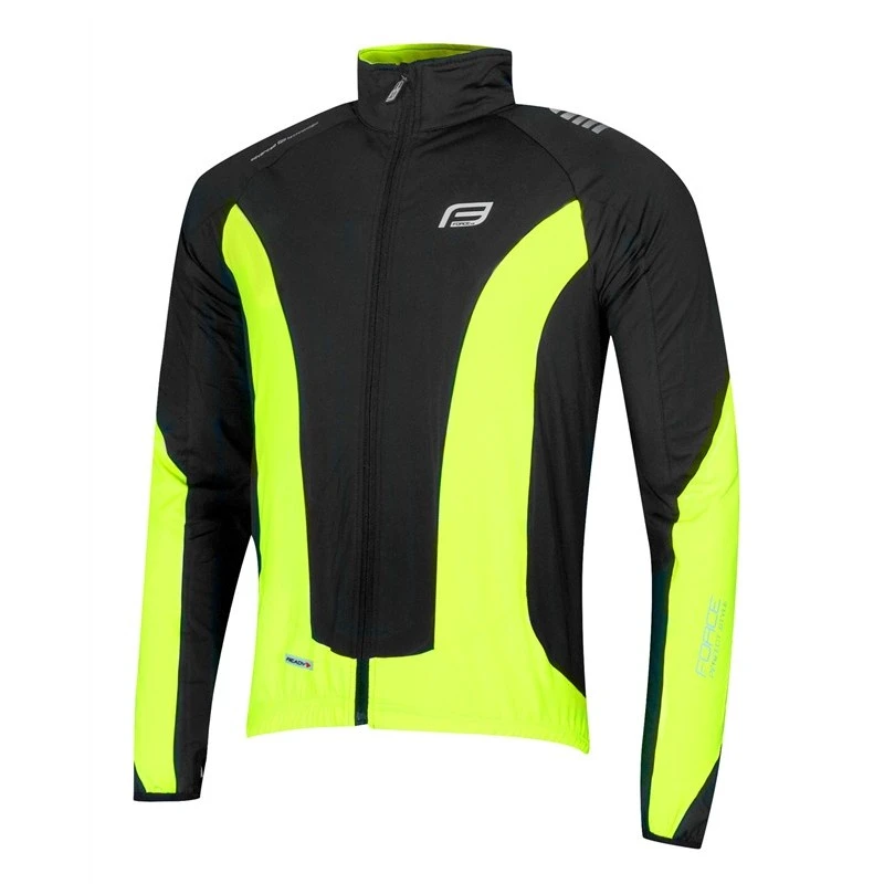 1. Jacheta Ciclism Force X68 cu Maneci Lungi, XS, Negru/Fluo