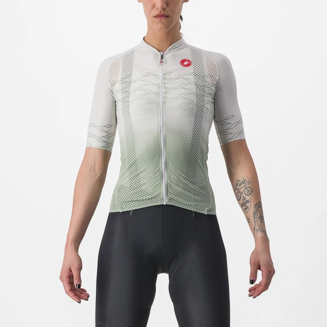 1. Tricou cu maneca scurta Castelli Climbers 2.0 W de dama Alb/Vernil L