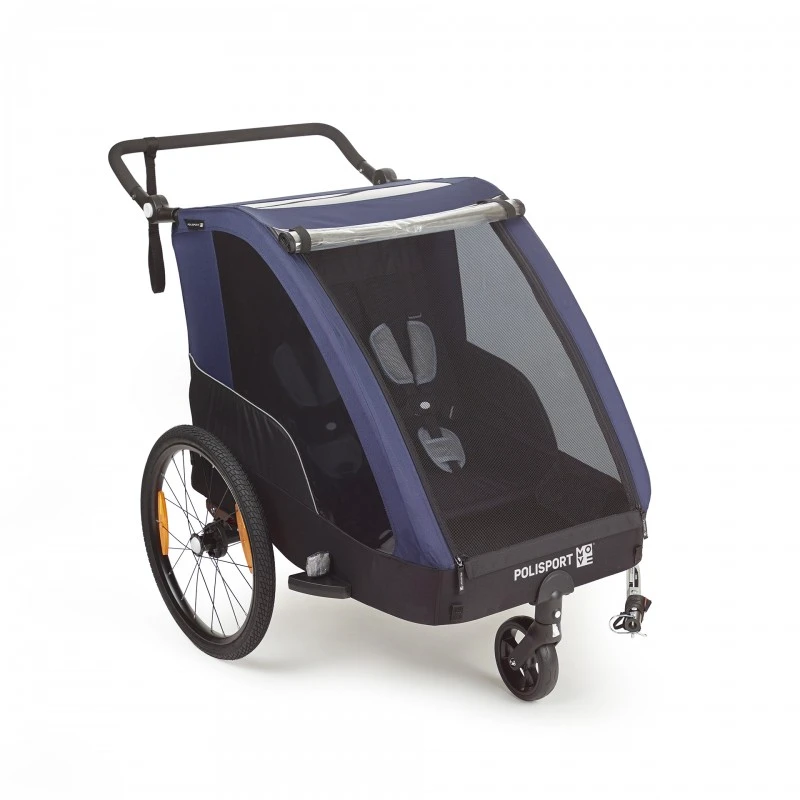 1. Remorca Carucior Transport Copii Bicicleta Polisport - Albastru