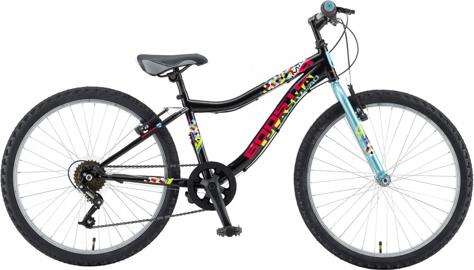 1. Bicicleta Copii Booster 2023 Plasma - 24 Inch, Negru-Turcoaz