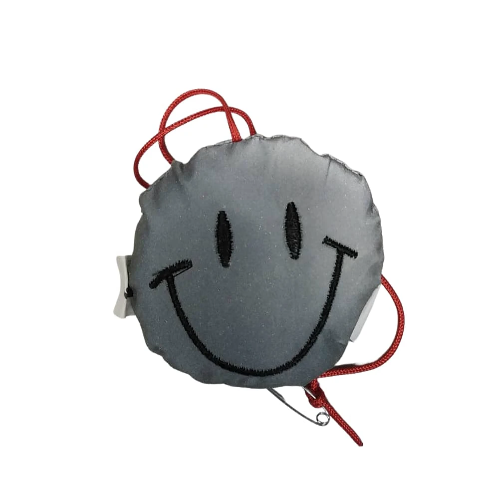 1. Breloc Smiley Simplu Reflectorizant Salzmann 3M - Argintiu-Rosu