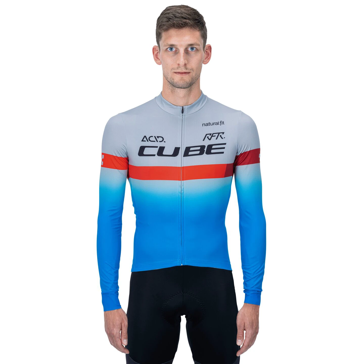 1. TRICOU CUBE TEAMLINE JERSEY L/S BLUE RED GREY XL