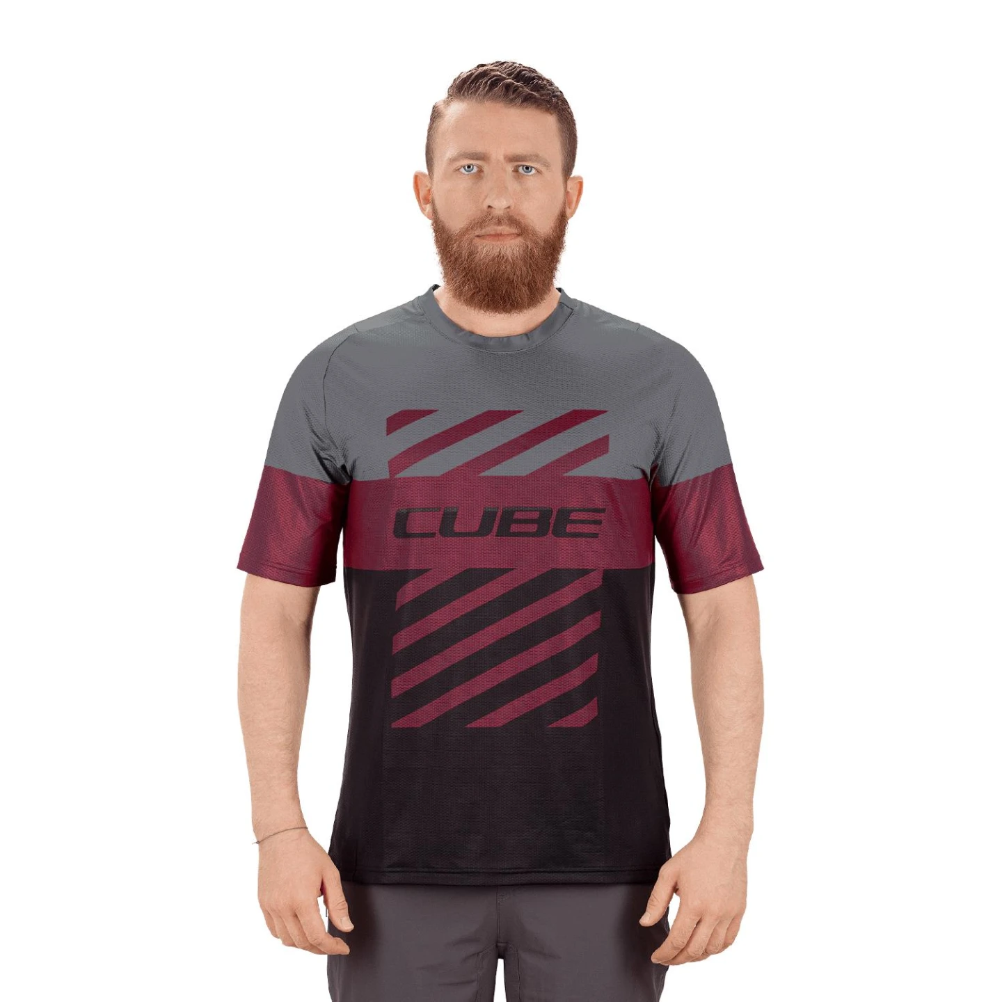 1. TRICOU CUBE EDGE ROUND-NECK S/S BORDEAUX M