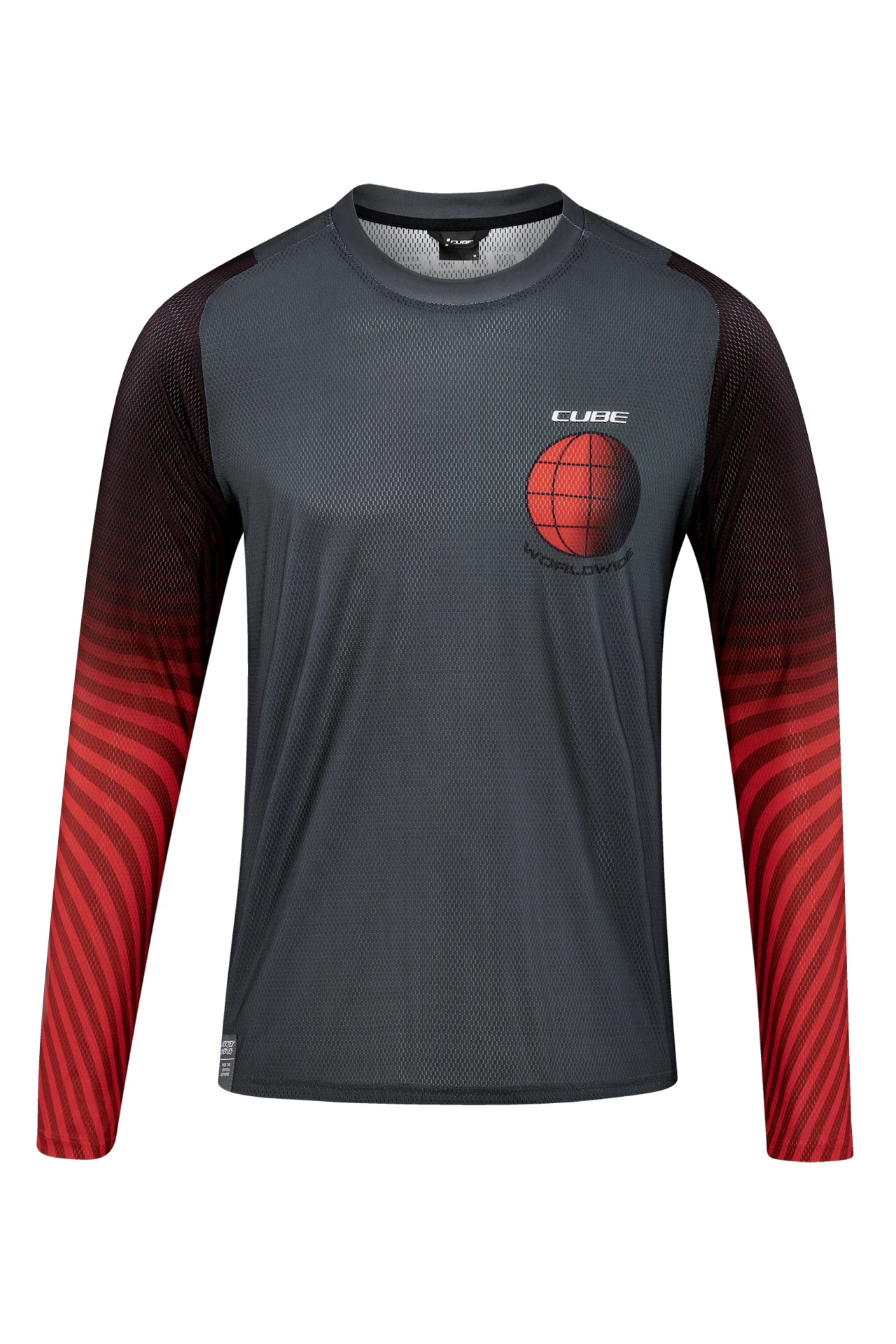1. TRICOU CICLISM CUBE VERTEX ROUND NECK JERSEY L/S GREY RED L