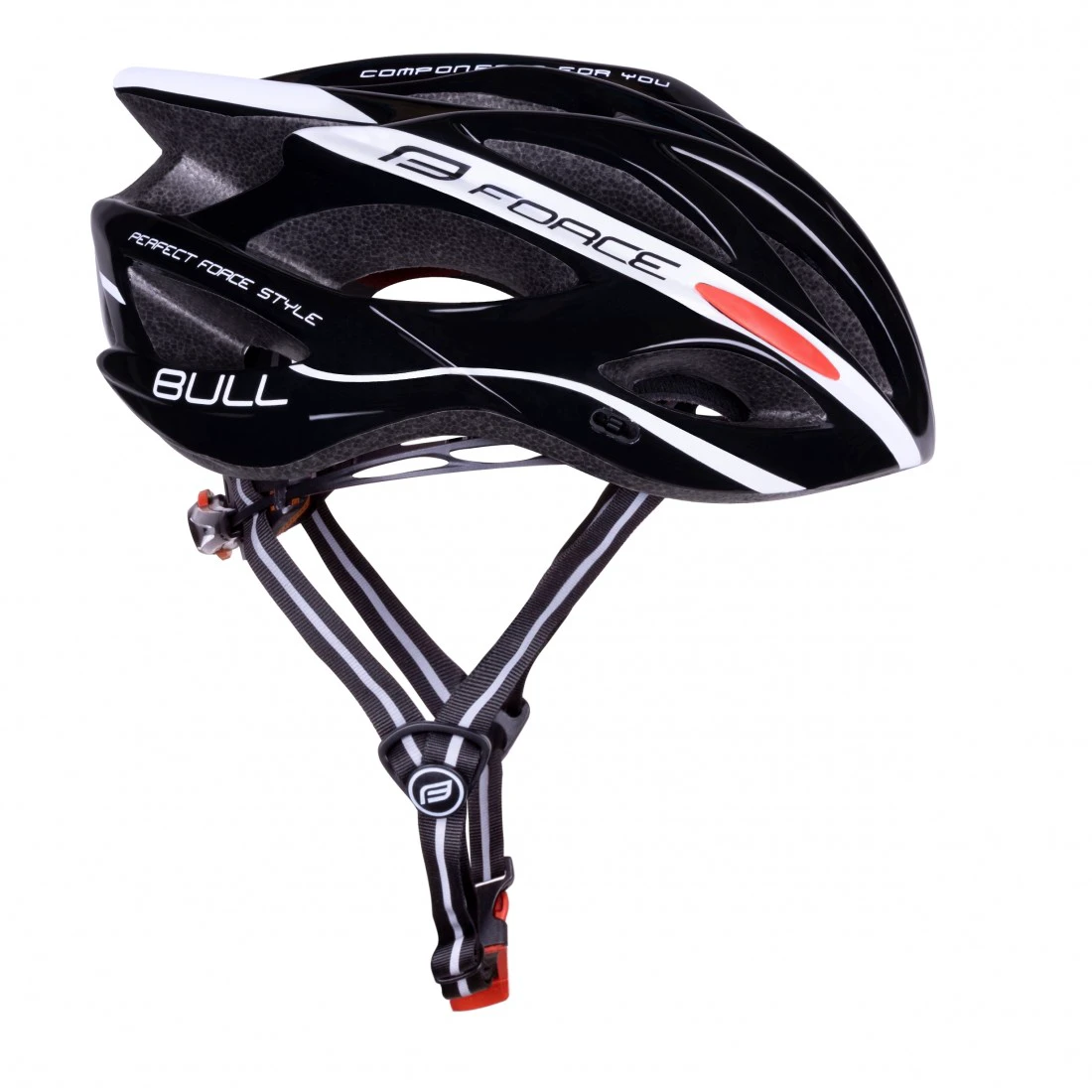 2. Casca Ciclism Force Bull - 54-58 cm, S-M, Negru-Alb