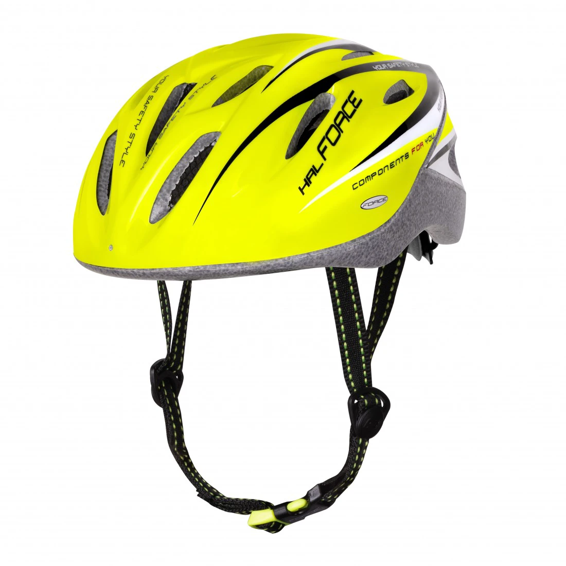 1. Casca Ciclism Force Hal, S-M, Fluo-Negru