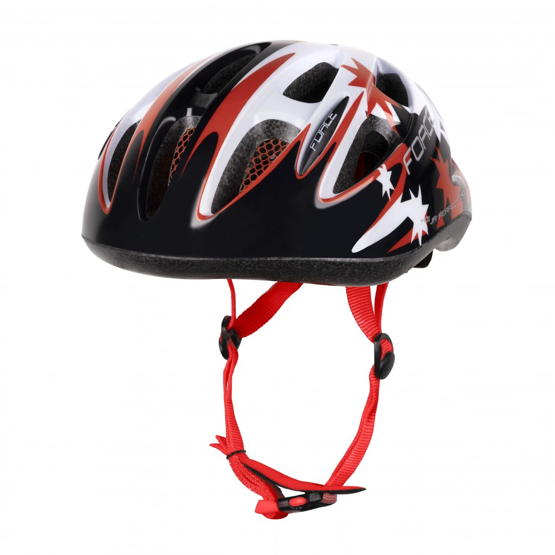 1. Casca Force Lark pentru copii negru/rosu/alb M (54-58 cm)