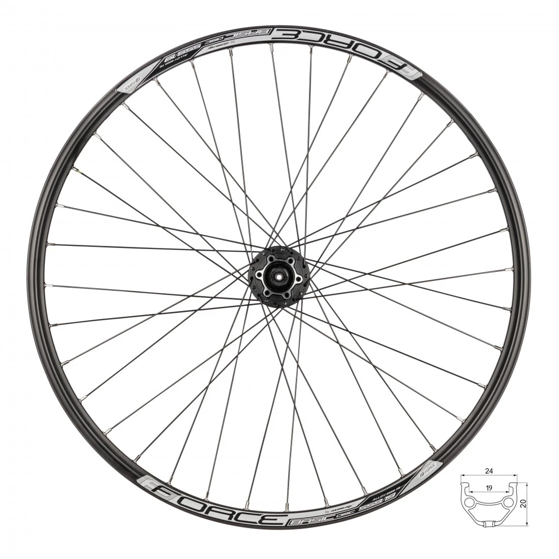 1. Roata fata 26 Force Basic Disc 559x19 butuc Shimano HBM475
