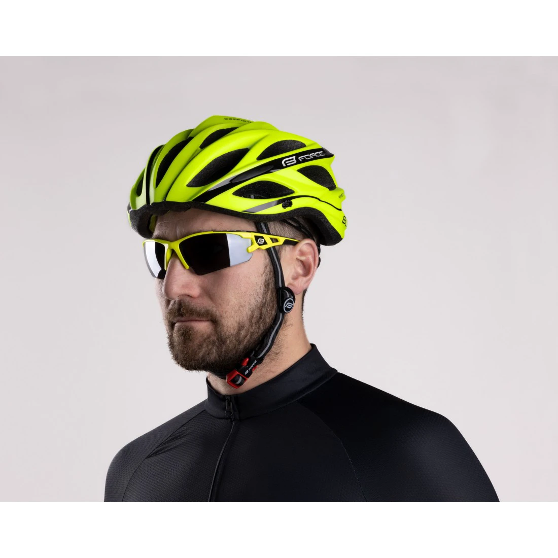 8. Casca Ciclism Force Bull, S-M, Fluo-Negru