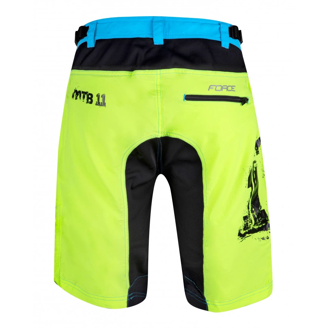 2. Pantaloni scurti Force MTB-11 bazon detasabil Galben Fluo/Bleu/Negru XS