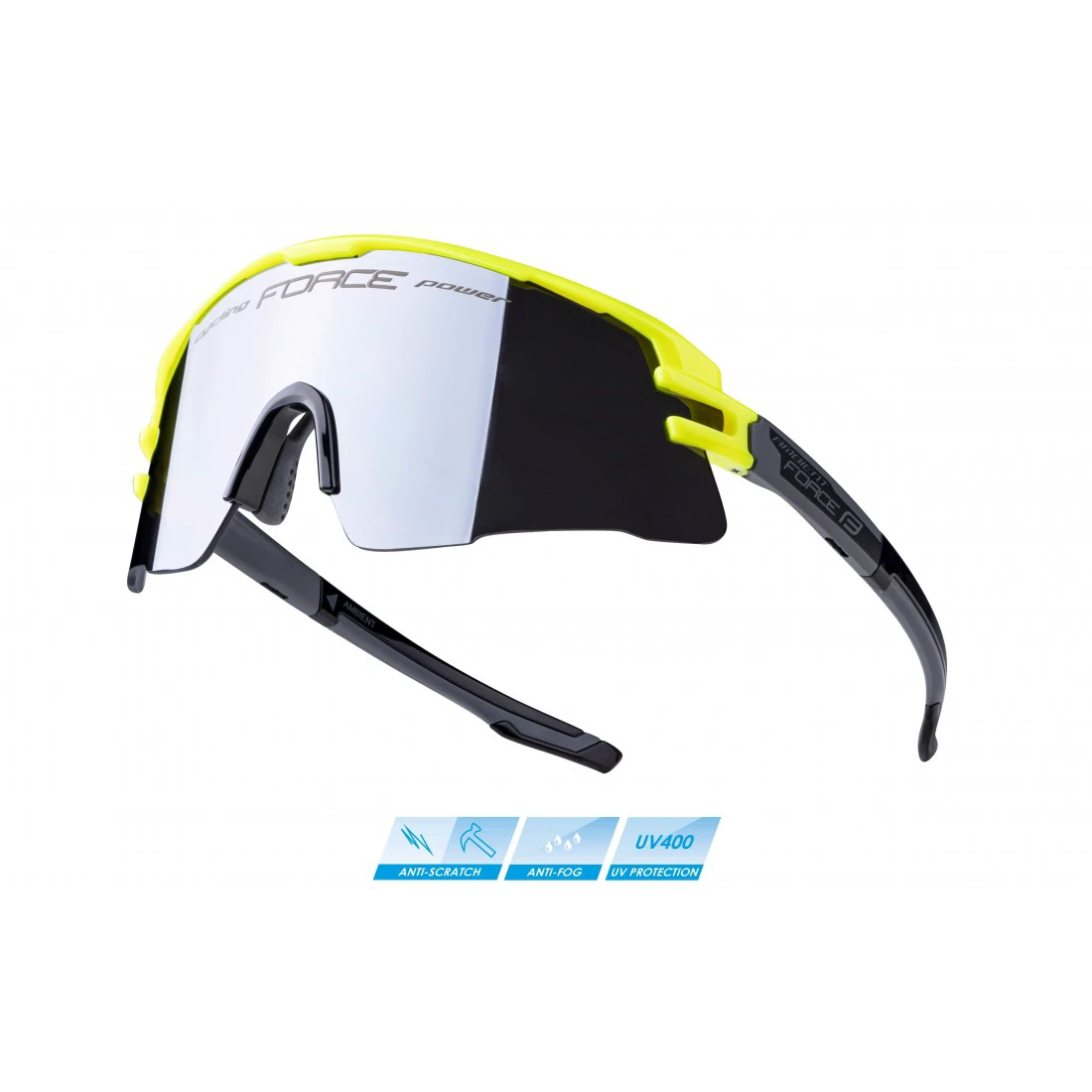 1. Ochelari Force Ambient, fluo/gri, lentila neagra
