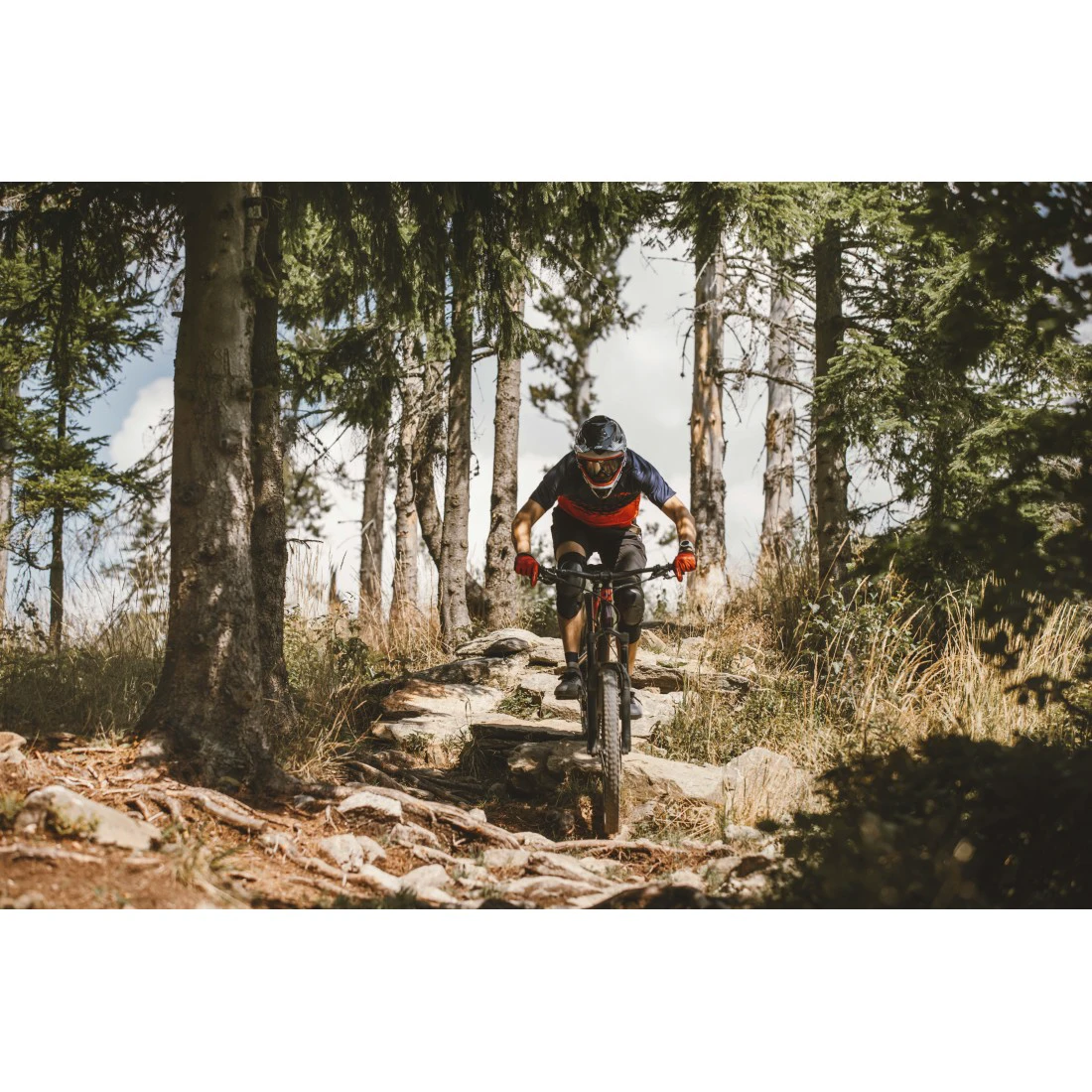 4. Tricou maneca scurta Force MTB Angle albastru/rosu XL