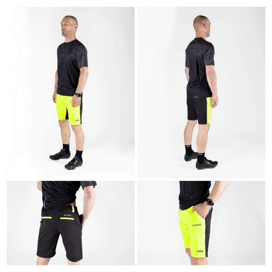 5. Pantaloni Force Blade MTB cu sub-pantaloni cu bazon Negru/Fluo XS
