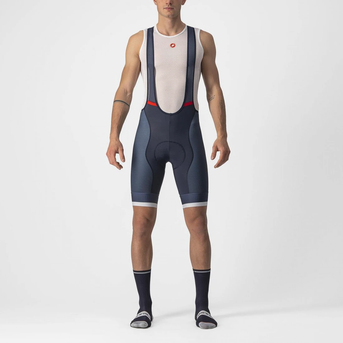 1. Pantaloni scurti cu bretele Castelli Competizione Kit Bleumarin/Alb M