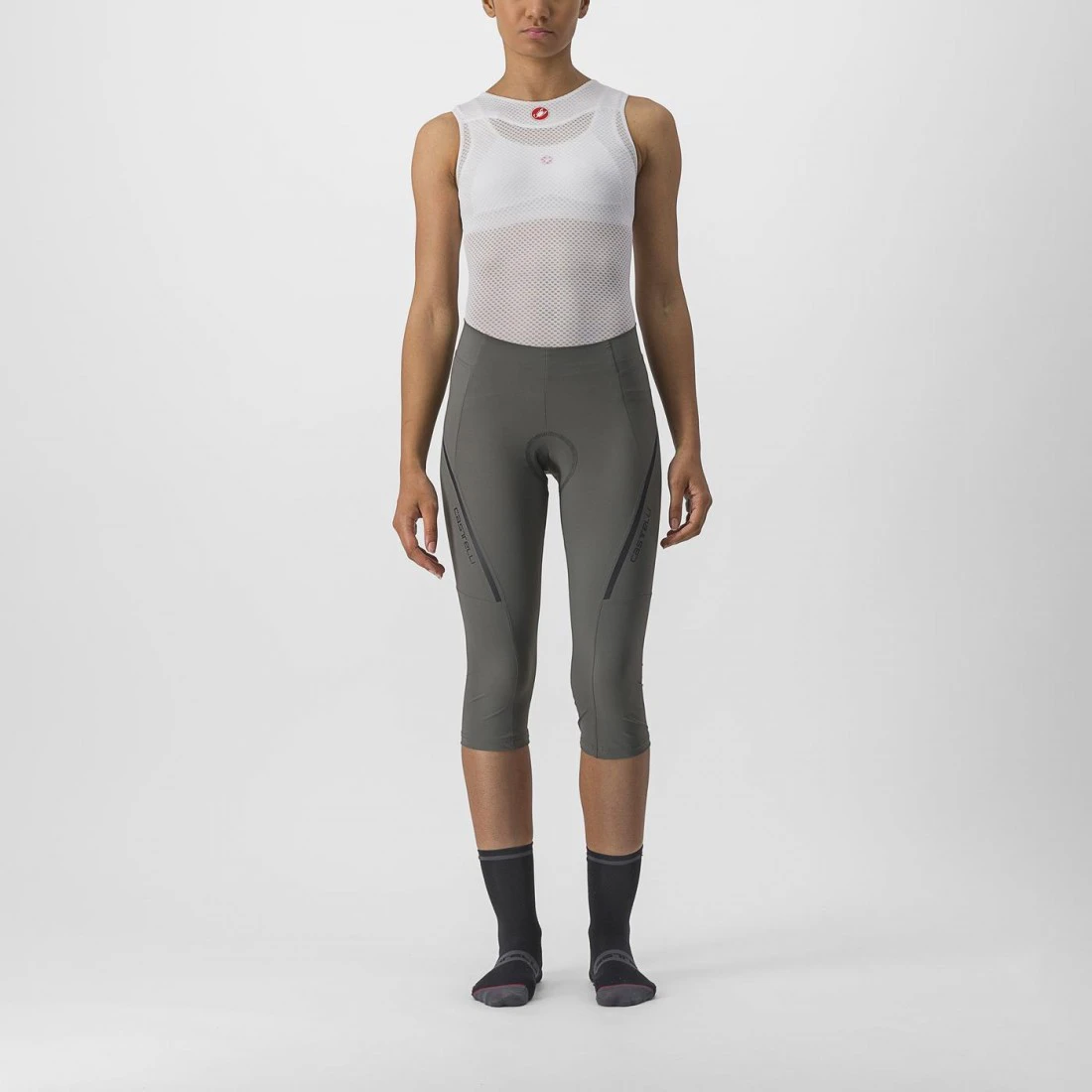 1. Pantaloni trei sferturi Castelli Velocissima 3 de dama Gri/Antracit S