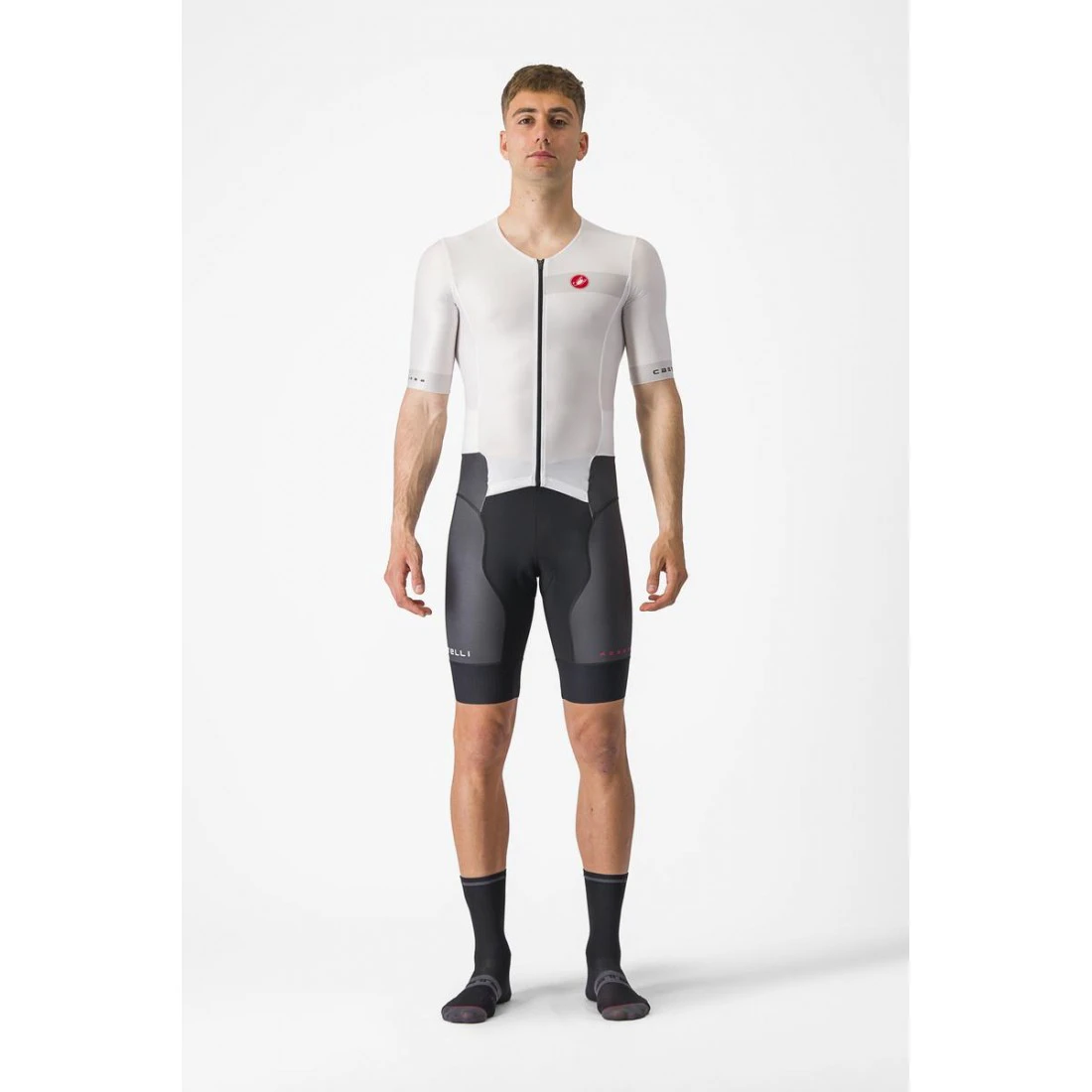 1. Costum de triatlon cu maneca scurta Castelli Free Sanremo SS Alb/Negru XS