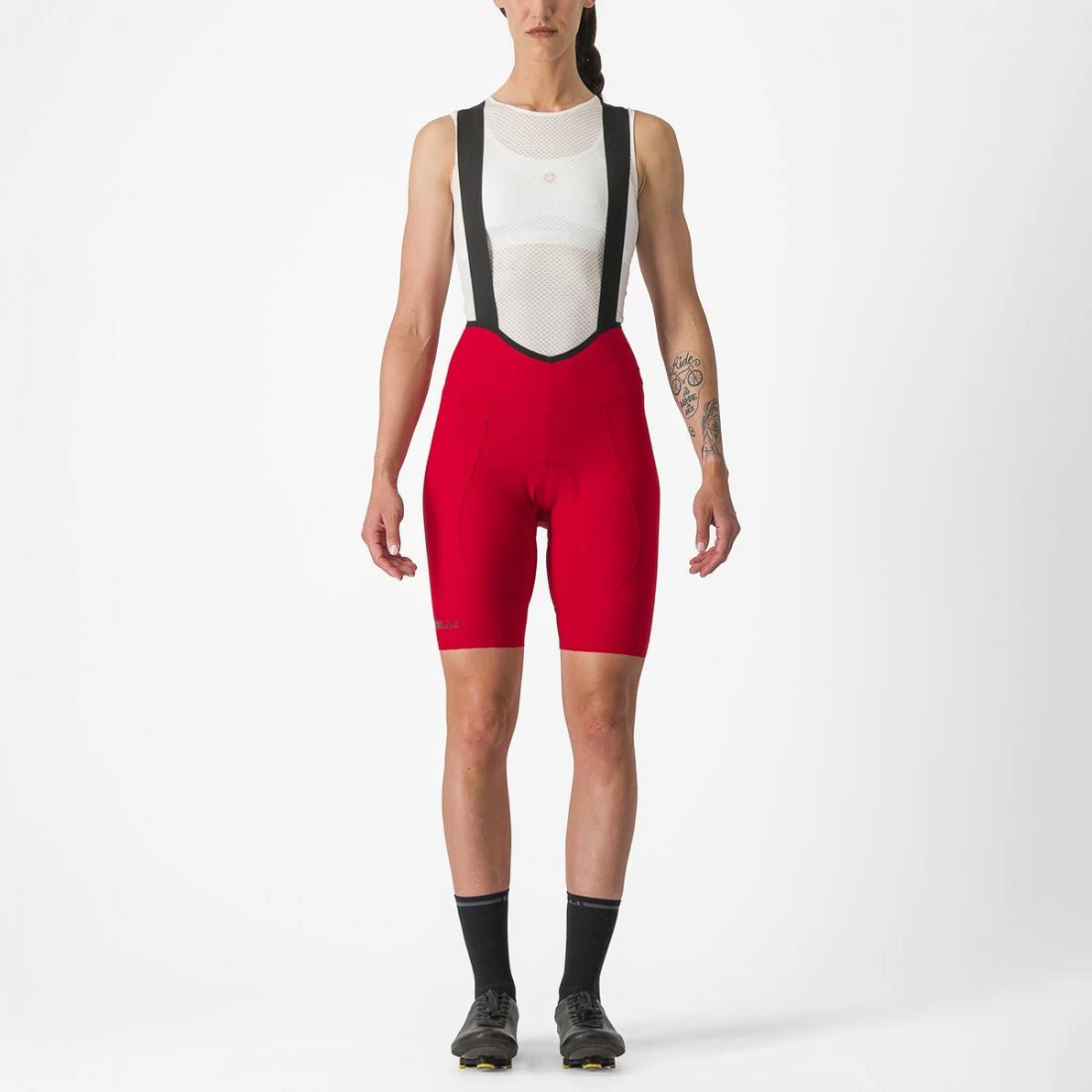 1. Pantaloni scurti cu bretele Castelli Espresso W DT de dama Rosu M