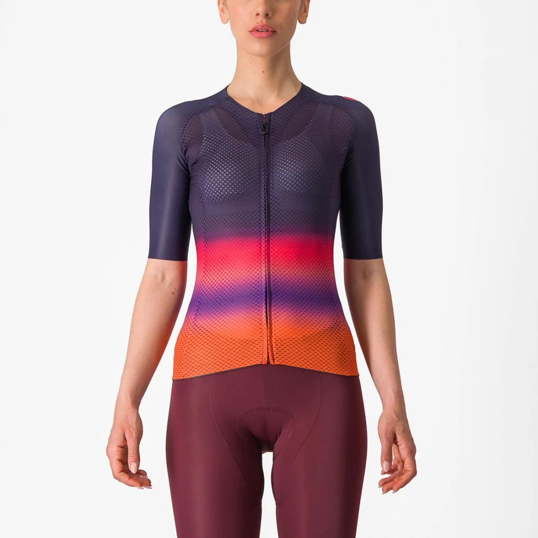 1. Tricou cu maneca scurta Castelli Climbers 4.0 W de dama Bleumarin/Magenta/Portocaliu M