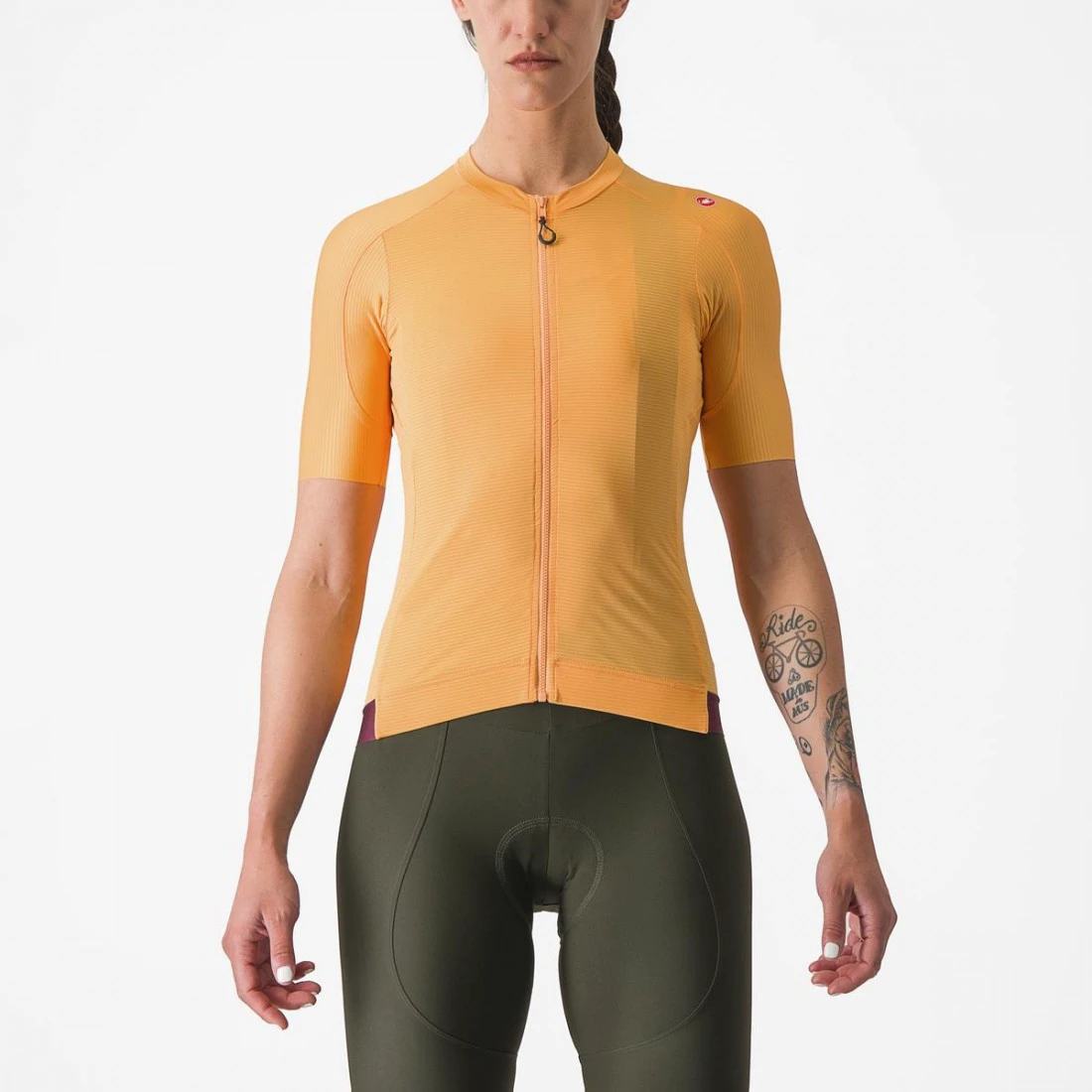 1. Tricou cu maneca scurta Castelli Espresso W de dama Portocaliu/Visiniu S