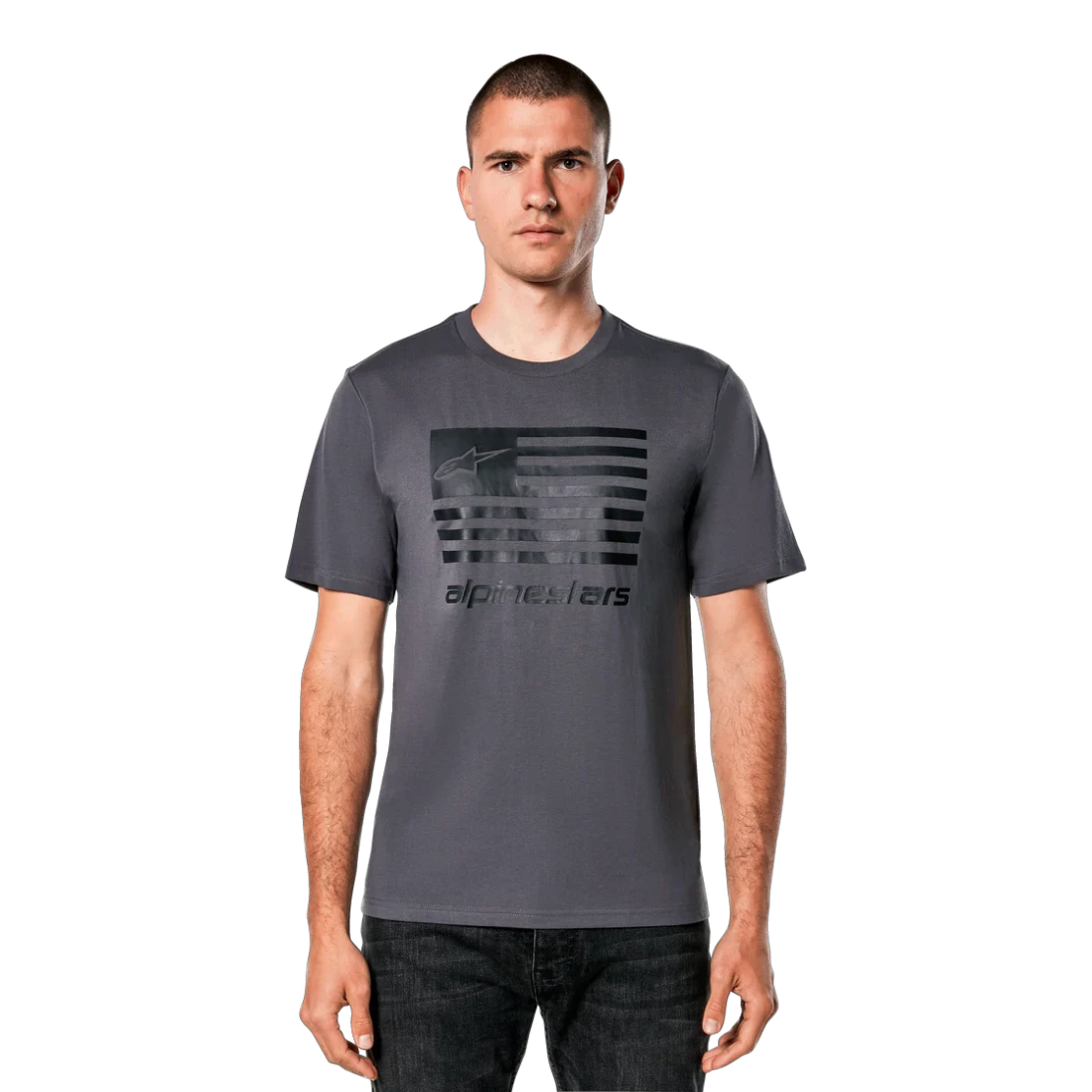 1. Tricou Alpinestars Flag CSF Tee Charcoal/Black M