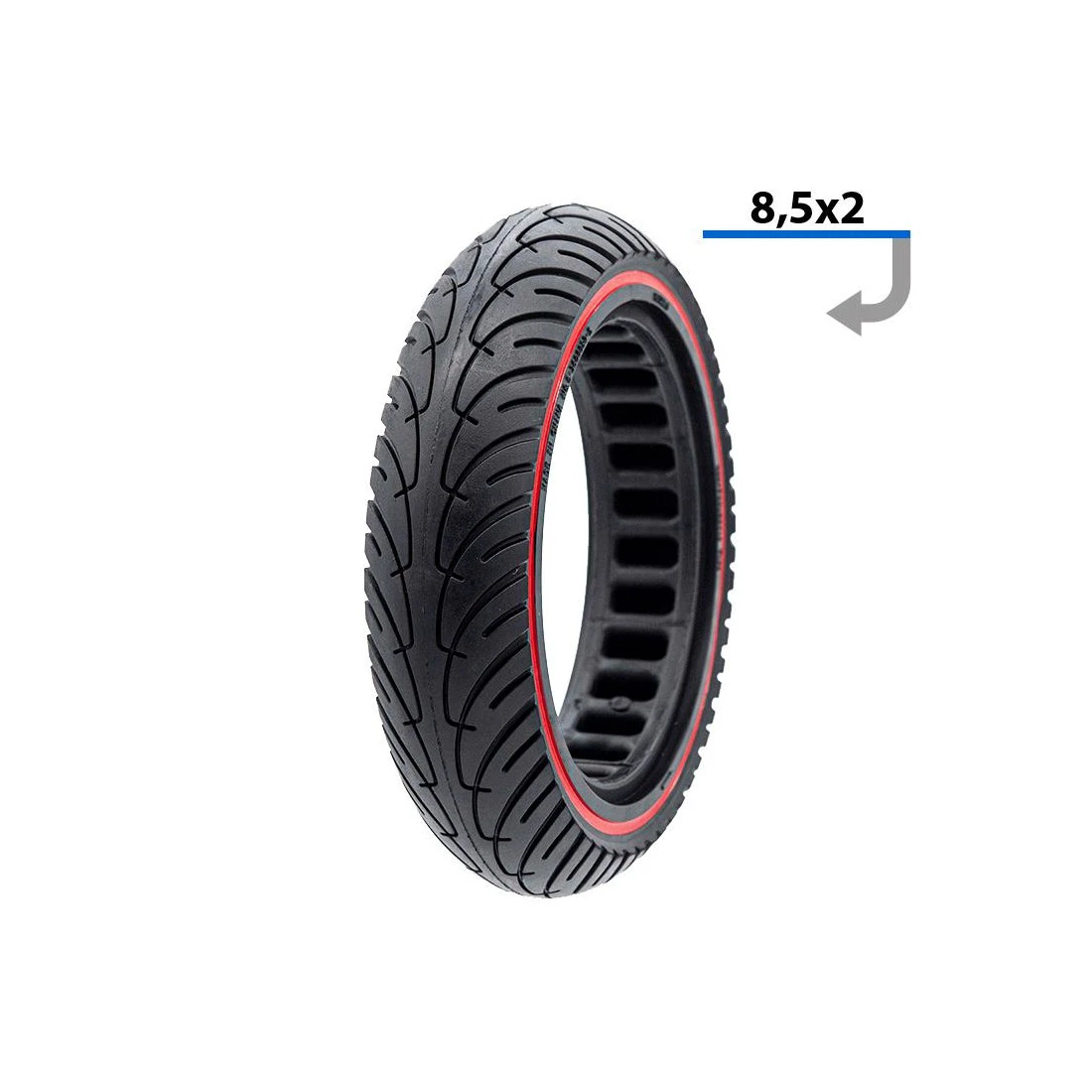 1. Anvelopa plina ultra-usoara 8.5x2 Negru/Rosu