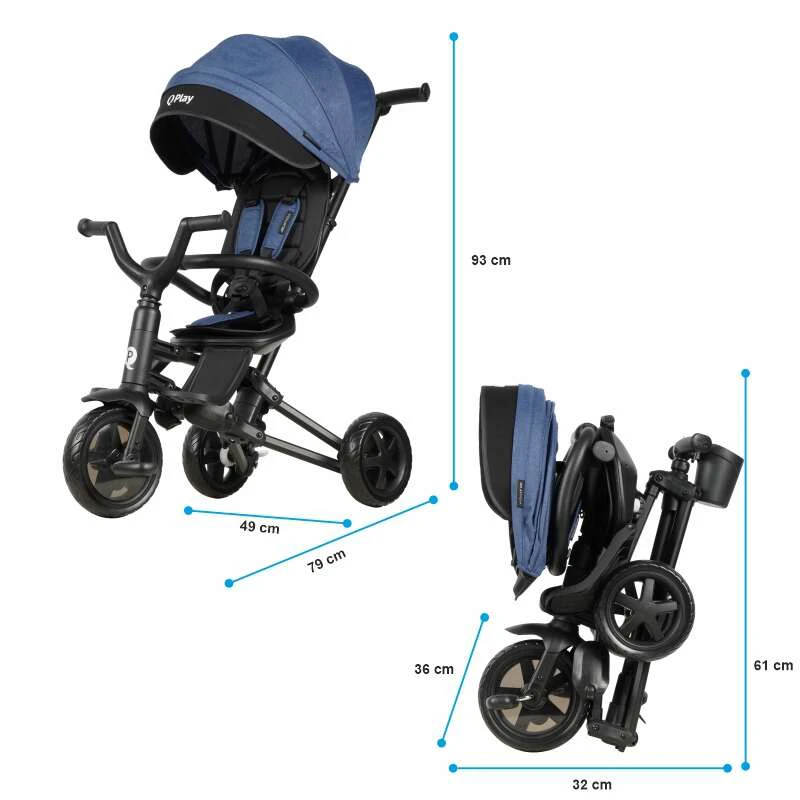22. Tricicleta Copii ultrapliabila Qplay Nova Niello Albastru