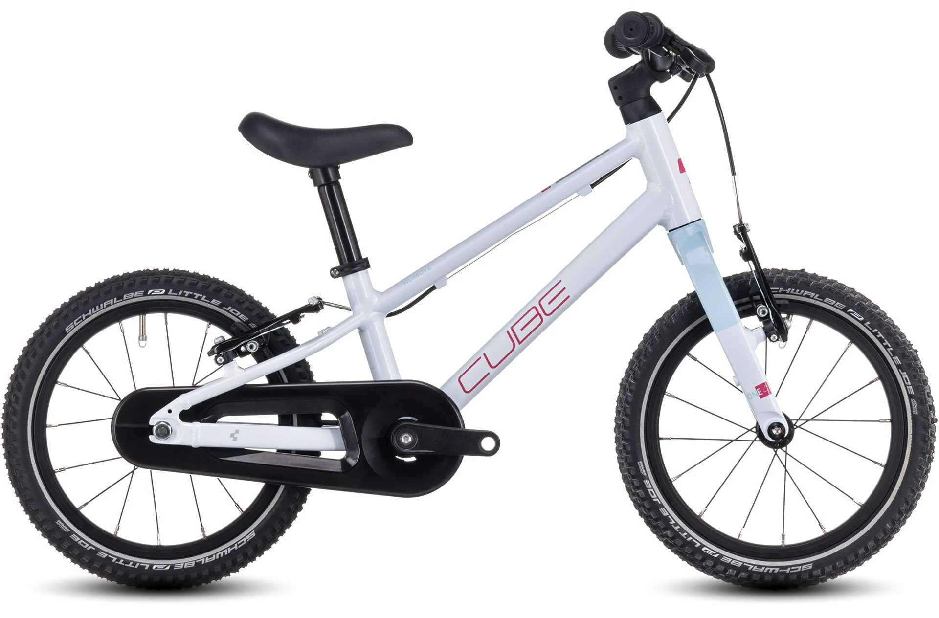 1. BICICLETA COPII CUBE NUMOVE 140 ALB/ROZ 14INCH
