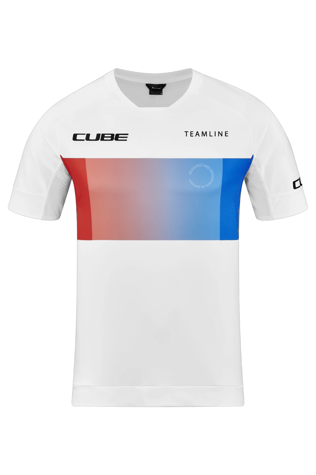 1. TRICOU CUBE MTB ROUND NECK S/S WHITE/BLUE/RED S