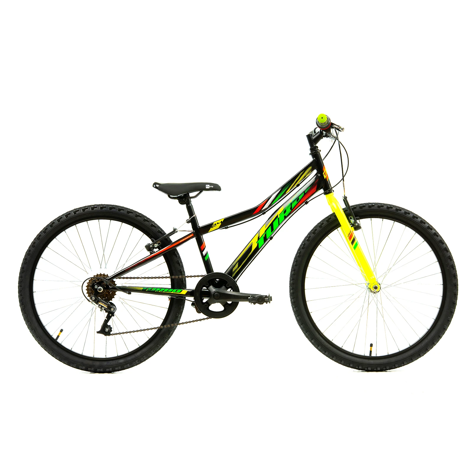 Bicicleta Copii DHS Turbo - 24 Inch, Negru-Verde - 121627