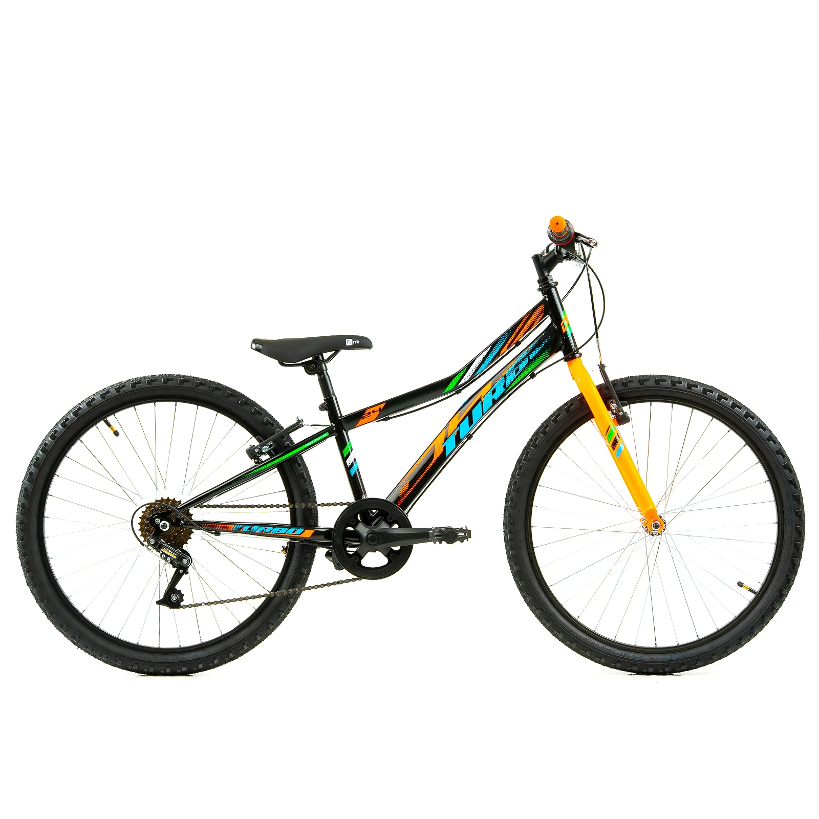 Bicicleta Copii DHS Turbo - 24 Inch, Negru-Portocaliu - 121628