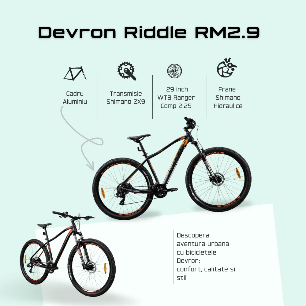 4. Bicicleta Mtb Devron Riddle 2023 RM2.9 - 29 Inch, L, Gri-Portocaliu
