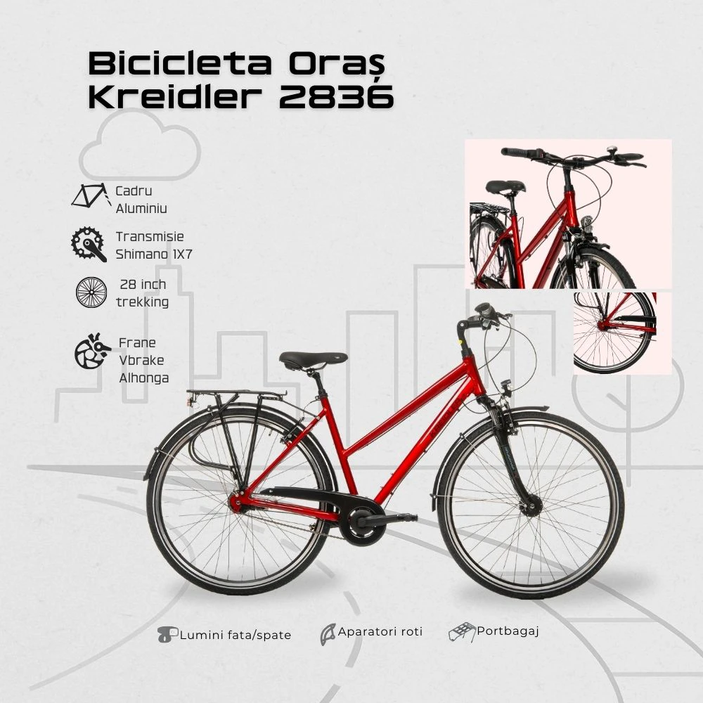 4. Bicicleta Oras Kreidler 2836 - 28 inch, M, Rosu