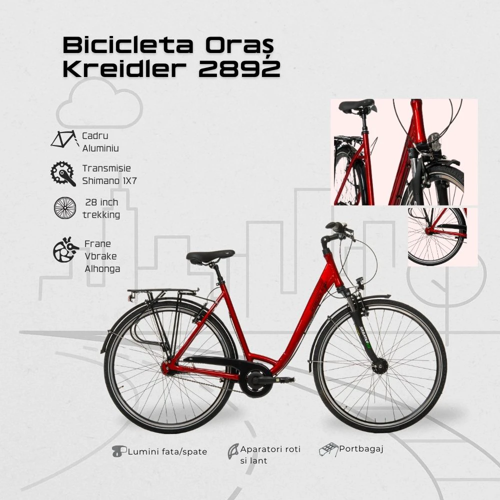 4. Bicicleta Oras Kreidler 2892 - 28 inch, L, Rosu