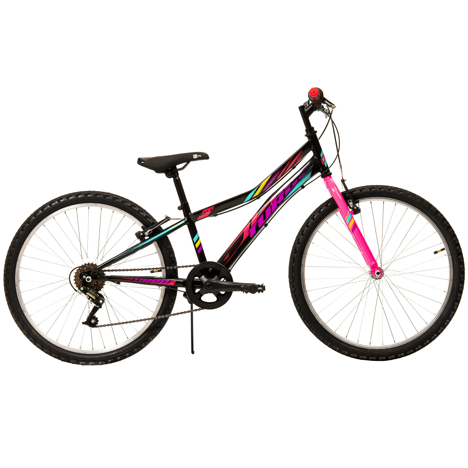1. Bicicleta Copii DHS Turbo - 24 Inch, Negru-Roz
