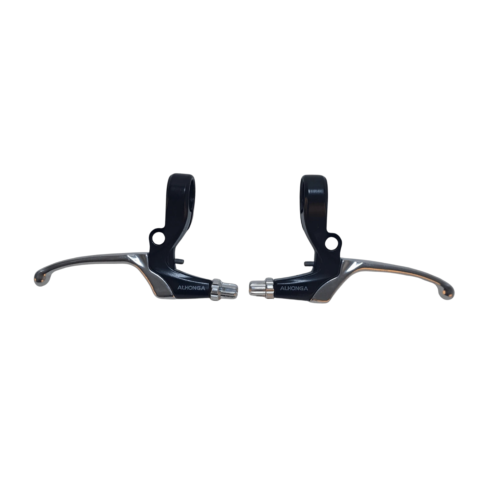1. Maneta frana stanga/dreapta biciclete copii Alhonga HJ-4133 ADV, 3 degete aluminiu, negru-argintiu